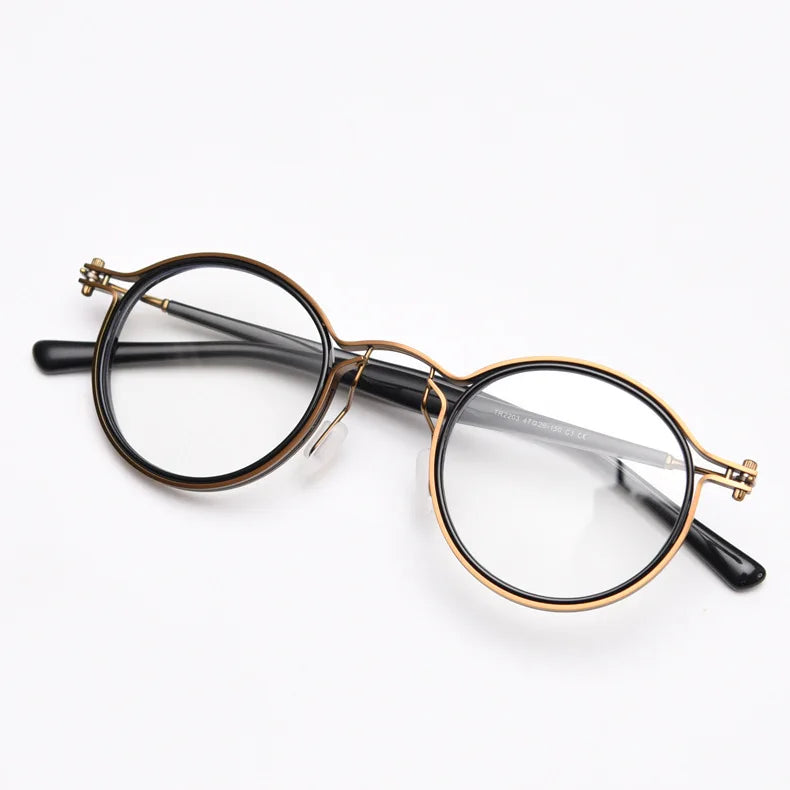 Acetate+Alloy Punk Glasses Frame Women Anti Blue Light Optical Eyewear Men Eyeglasses Frame Clear UV400 Computer Glasses
