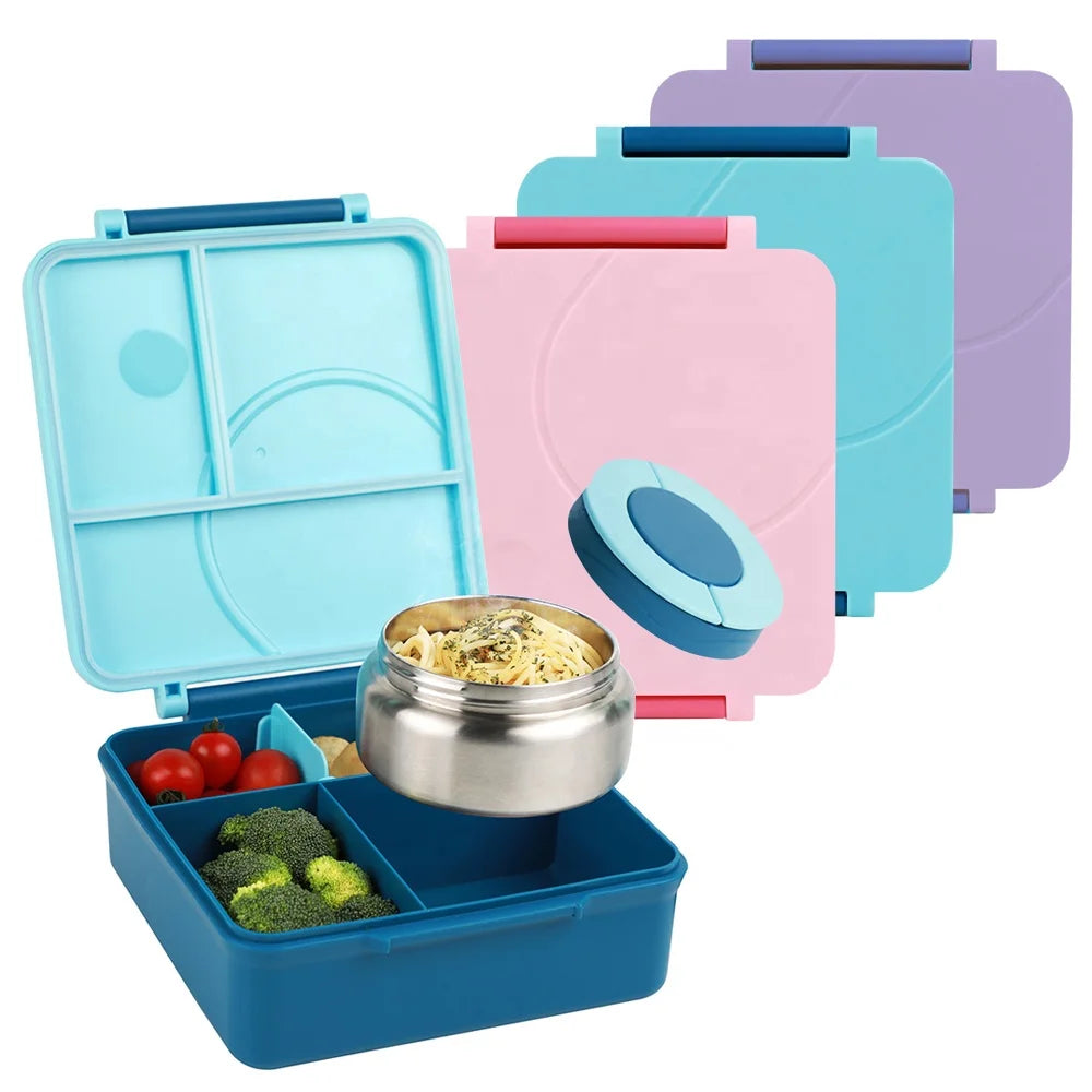 Custom Printed BPA-Free Portable Partioned Plastic Bento Lunch Box Leakproof Isotherm Keep Warm Sauce Holder for School Kids