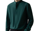 New Chinese Style Shirt Men's New Light Mature Style Men's Slim Free Ironing Business Ice Silk Long Sleeve Shirt