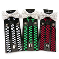 Wholesale Adults Strap Green Black Red Fashion Plaid Y Shape Braces Suspenders for Pants Shirts Men's Suspender Bowtie Set