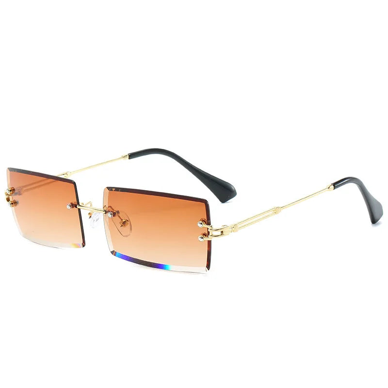 Sunglasses S31274 New Frameless Cutaway Square Sunglasses Fashion Small Glasses Sunglasses PC Glasses Glasses Women