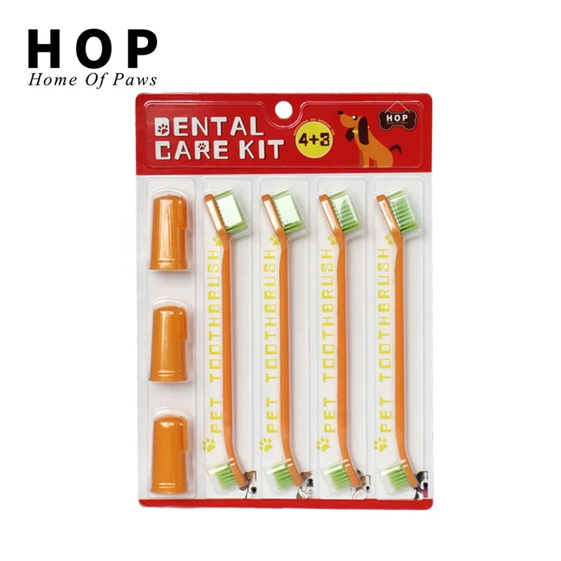 Factory Wholesale 7 in 1 Dog Dental Care Dog Finger Toothbrush Pet Cat Dog Toothbrush Set