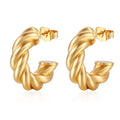 18K PVD Gold Plated Cute Rope Chain Fashion Unique C Design Hoop Earring Wholesale Custom Stainless Steel Jewelry for Gift