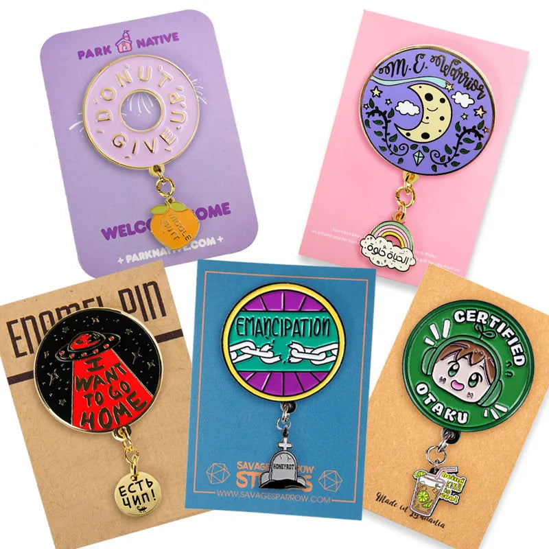 Custom Designer Hard Soft Enamel Pin Badges Hat Pins Metal Brooch Lapel Pin with Chain