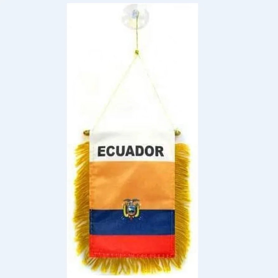 Cheap Ecuador Mini Banner 6'' X 4'' Ecuadorian Pennant with Suction Cup Hanger for Car