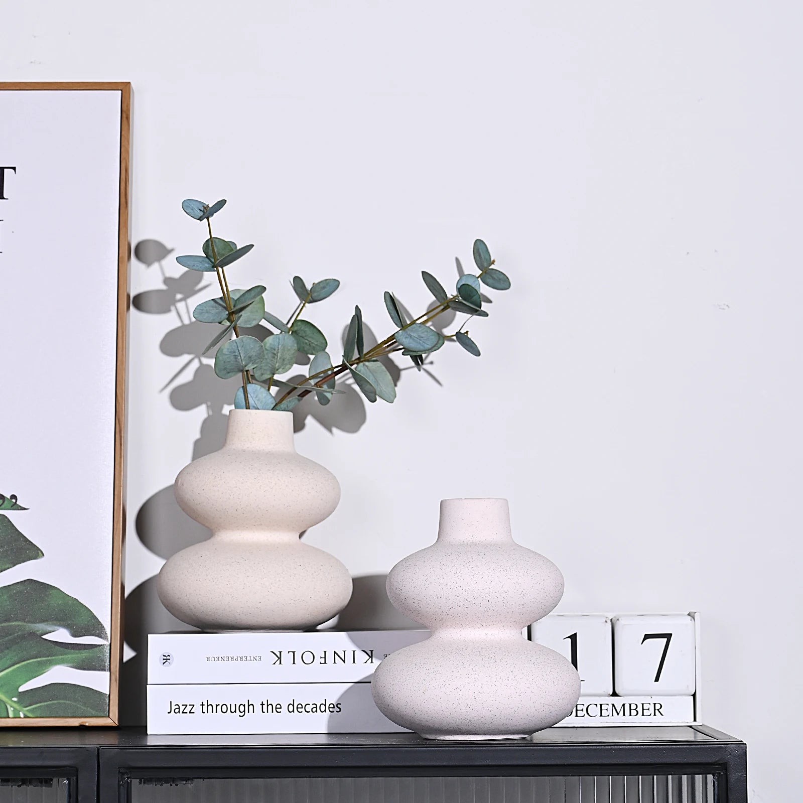 Hot Creative Gourd Shape Porcelain Flower Vases Handmade INS Style Crystal Ball Bubble Ceramic Vase Home Decoration