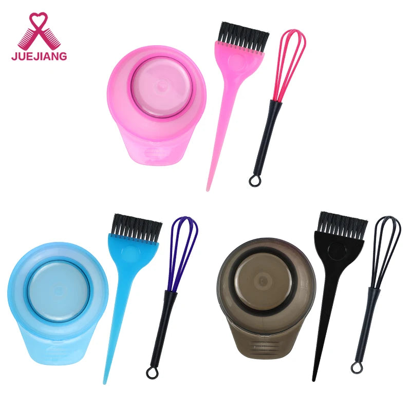 Juejiang 3 Colors Pro Hair Dye Brush and Bowl Set Easy to Use Plastic Salon & Home Hair Coloring Kit