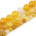 Wholesale Kuoyu Brand Natural Stone Agate Beads 6/8/10 MM Yellow Wound Wire 15 Inches Strand for DIY Necklace Bracelet Jewelry