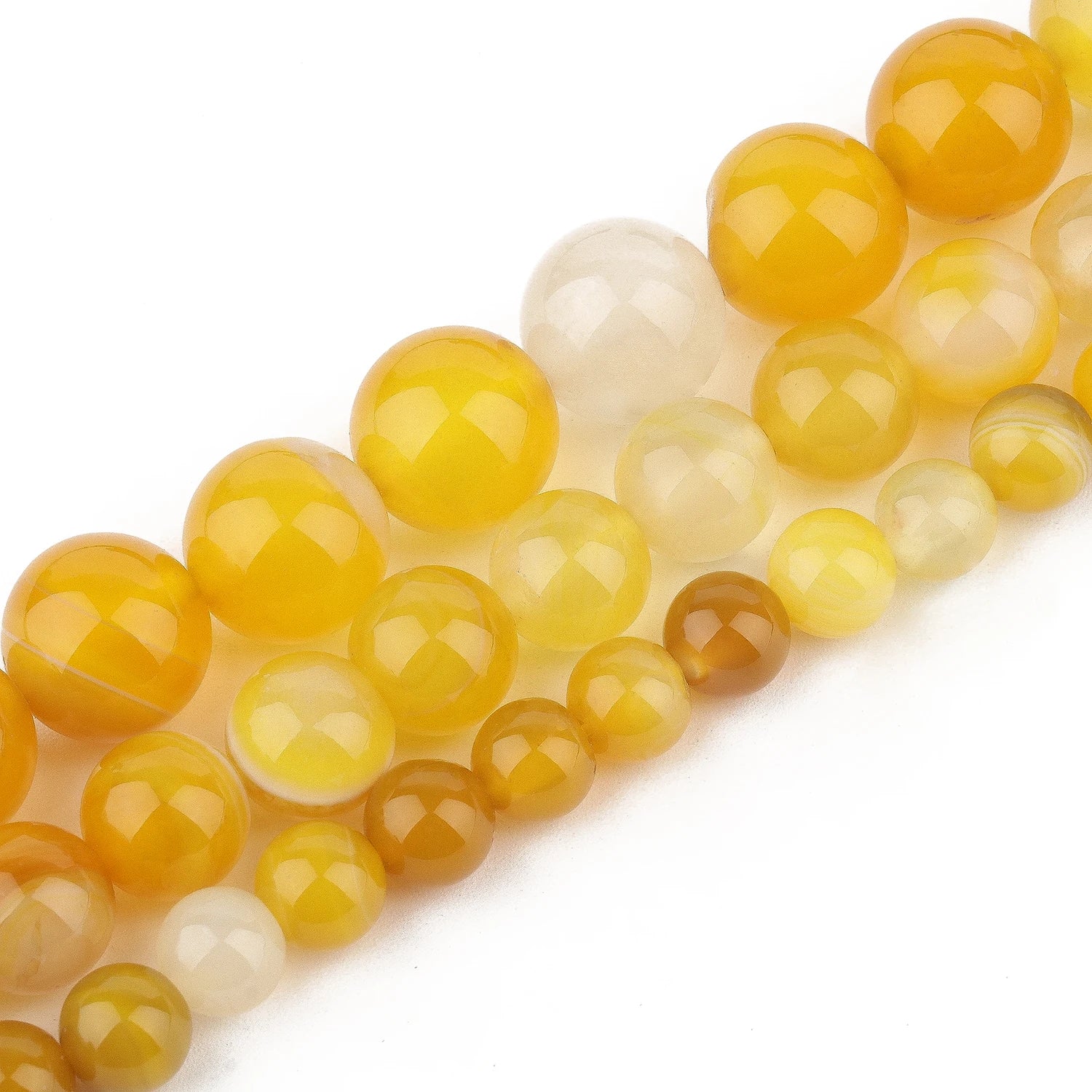 Wholesale Kuoyu Brand Natural Stone Agate Beads 6/8/10 MM Yellow Wound Wire 15 Inches Strand for DIY Necklace Bracelet Jewelry