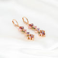 Cheap Huggie Fashion Jewelry 2023 Long Gold Plated 18k Multi Color Stone Drop Earrings for Woman Girls