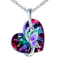 Women's S925 Sterling Silver Cubic Zirconia Crystal Butterfly Entwined Heart Pendant Necklace