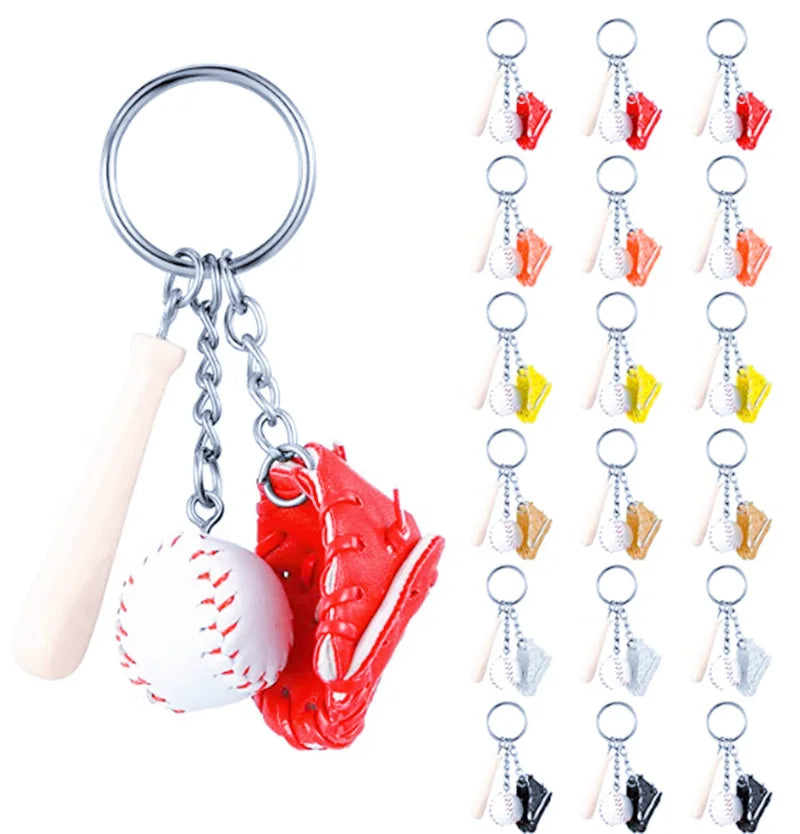 Baseball Wooden Bat Key Chains Mini Softball Baseball Gloves Keychain