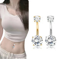 Customized Stainless Steel Double-Head Four-Claw Belly Button Ring Micro-Inlaid Zircon Personalized Jewelry Fashion Piercing