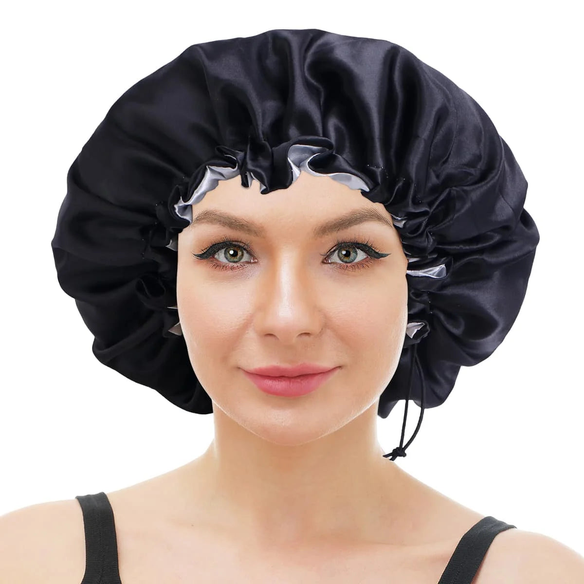 Satin Bonnet Sleep Cap Double Layer Reversible Adjustable Bonnet Cap for Night Sleeping
