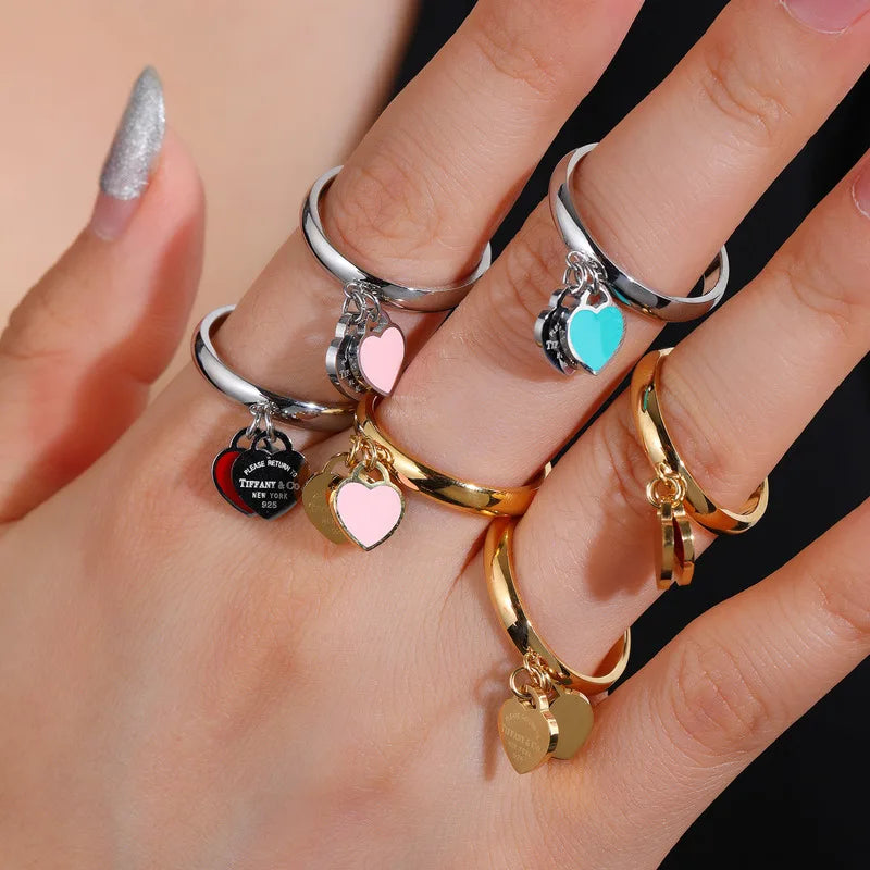 Fashion Titanium Steel Heart Shape Pendant  Lady's Ring  Women Luxury  Jewelry