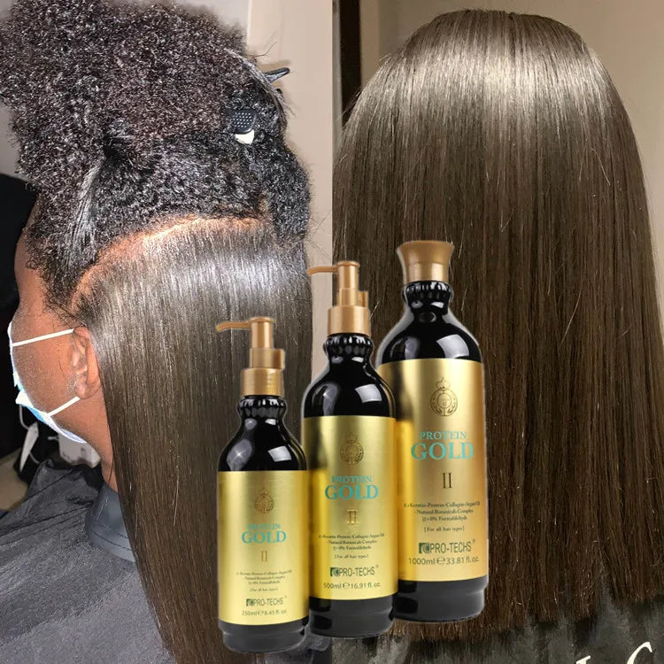 Low MOQ Zero Formaldehyde Long Lasting Straighten Result PRO TECH Protein GOLD Brazilian Keratin Collagen Treatment