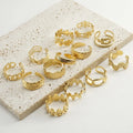Hot Selling Women's Stainless Steel Trendy Geometric Retro Style 18K Gold Plated Adjustable Ring for Daily Wear