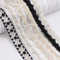 10mm 15mm Diy Sewing Clothing webbing lace Costume decorative Handmade Beaded Chain Fabric Ribbon Braided Tatting Pearl trimming
