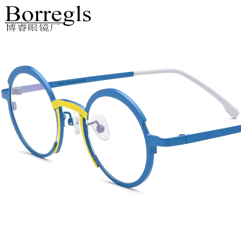 Borregls Colorful Titanium Glasses Frame Women 2025 New Designer Round Eyeglasses Spectacle High Quality Optical Eyewear 185773