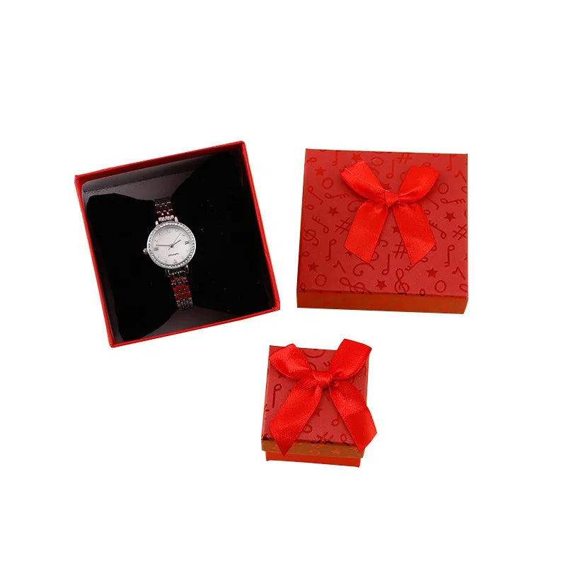 Wholesale Mixed Color Square Paper Cardboard Bracelet Watch Boxes With Ribbon Bow