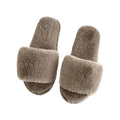 Winter Adults Slippers Indoor Fleece Fur One Strap Home Bedroom Shoes Warm Anti-slip Men Women One Strap Slippers
