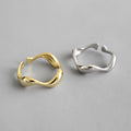 18k Gold Plated Jewelry 925 Sterling Silver Minimalist Retro Stack Finger Irregular Wave Pattern Open Resizable Rings for Women