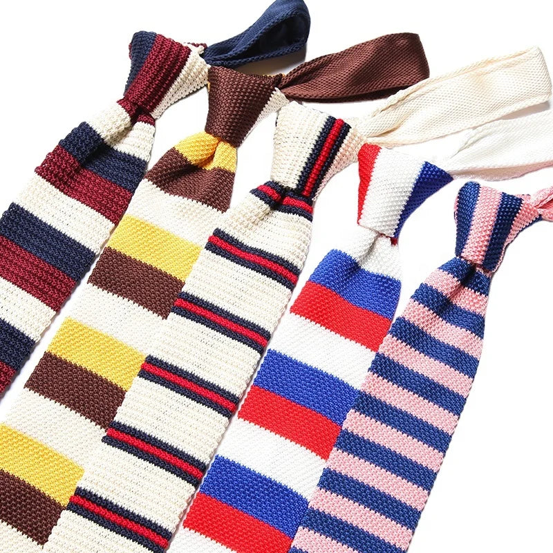 New Arrival S48-S95 Men's Slim Polyester Knitted Neck Tie Luxury Fashion with Striped Pattern Classic Style Super Quality