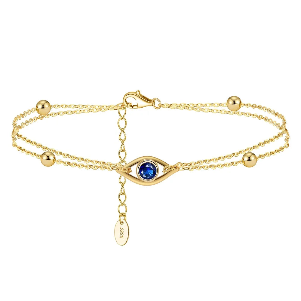RINNTIN APB04 Multi-layer Turkish Blue Evil Charm Eye Bracelets for Women Vintage Fatima Hand Chain Bracelet DIY Jewelry