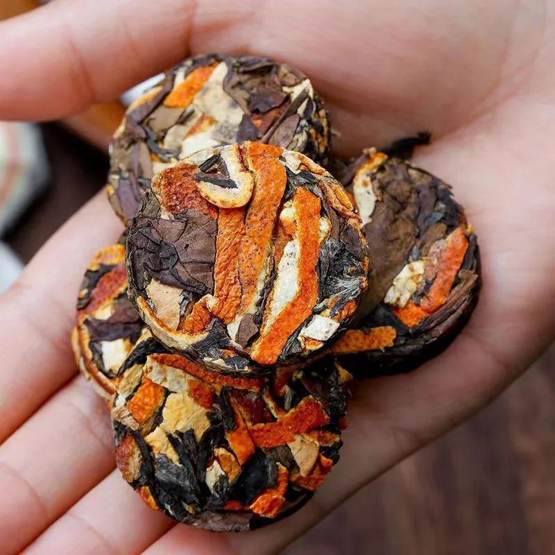 CB010 Premium Healthy Fujian Tangerine Peel White Tea Gongmei Small Tea Cake Tightly Pressed Tea Cake in Bulk