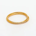 Joolim High End 18K Gold Plated Dainty Zirconia Half Pave Double-layer Cross Ring for Women Stainless Steel Fashion Jewelry
