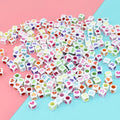 Wholesaler 6*6 mm Colorful Acrylic square Beads love Flower Pattern Cube Acrylic Beads for Jewelry Making Accessories
