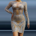 2022 Stage Show Sequin Mini Dress Party Club Transparent Feast Nightclub Luxury Prom Dresses With Diamonds