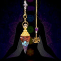 New Healing Chakra Natural Crystal Pendulum Agate Pendant Colorful Gravel Resin Gold Hexagonal Cone Craft Other Crystal Crafts