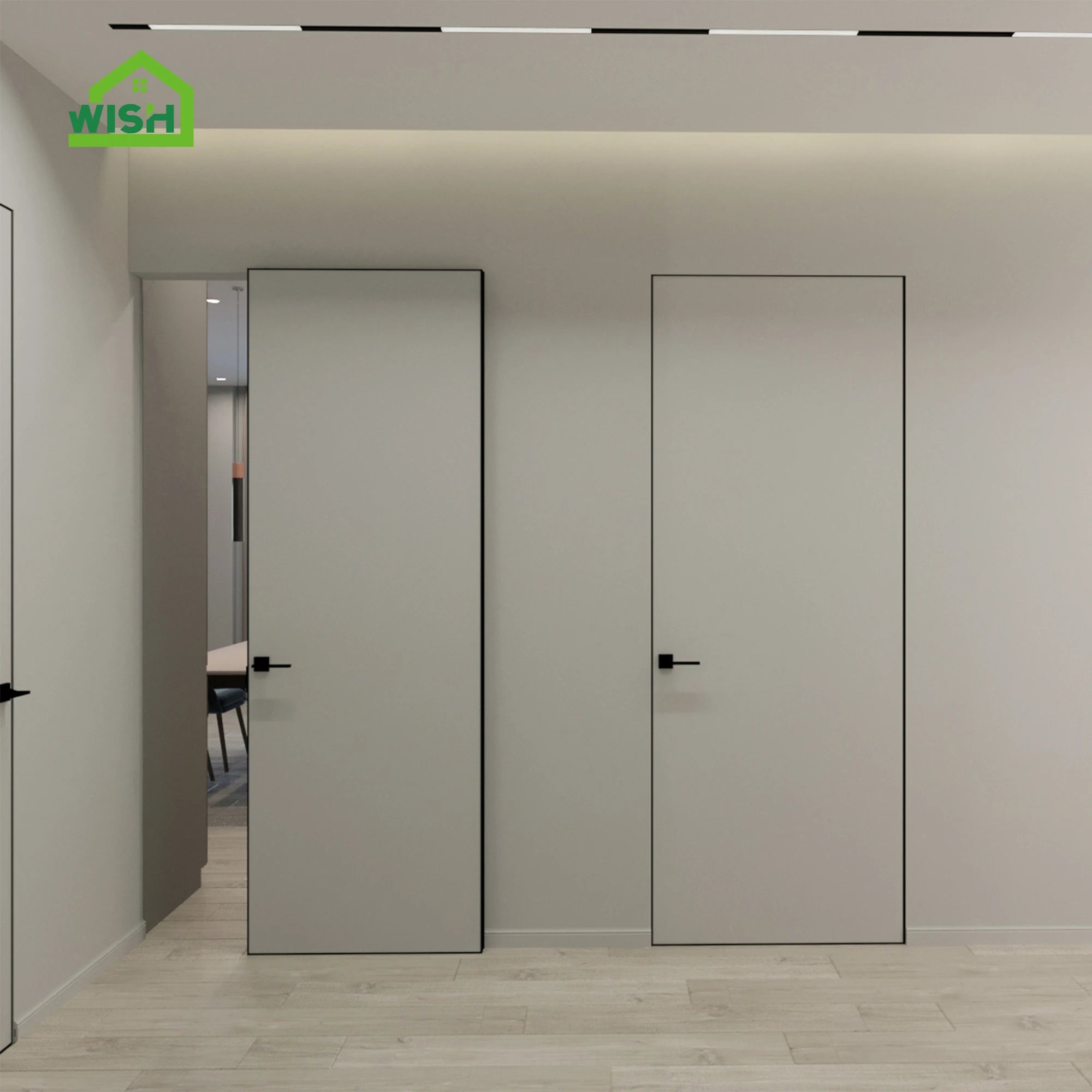 Modern Minimalist Bedroom Interior Composite Door with Sound Insulation Ecological Aluminum Honeycomb Wooden Frameless Manual