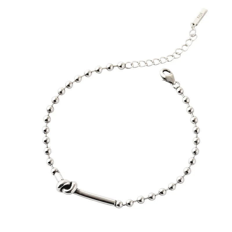 925 Silver Retro Simple Knotted Bracelet Female Ins Niche Cold Wind Temperament Personality Student Korean Hand Jewelry