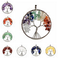 Natural Healing Crystals Quartz Tree of Life Necklace 7 Chakras Gemstone Pendant for Mother's/Father's Day