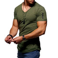 Fashion V-neck Slim Bottoming Shirt Polyester Cotton Casual T-Shirt Men's Gym Short Sleeve Sweatshirt