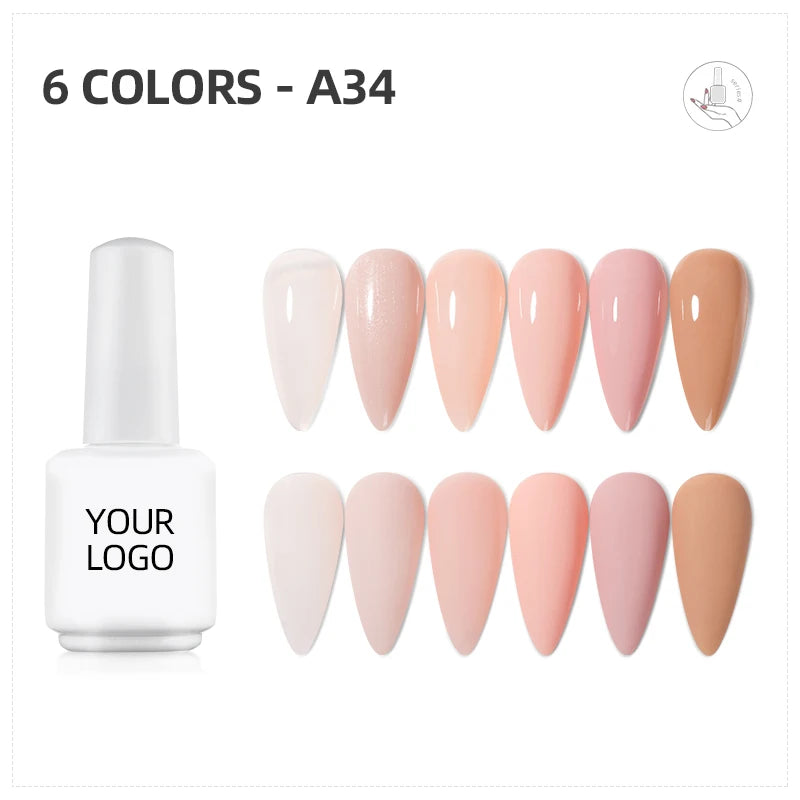 JTING Nail Salon Nail Art Gel Uv Gel 6colors Kit Private Label Gel Nail Polish Set OEM Custom Private Design Support Free Sample