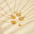 Valentines Jewelry 18K Gold Plated Stainless Steel Natural Shell Sunburst Sun Love Heart Pendant Necklaces for Women