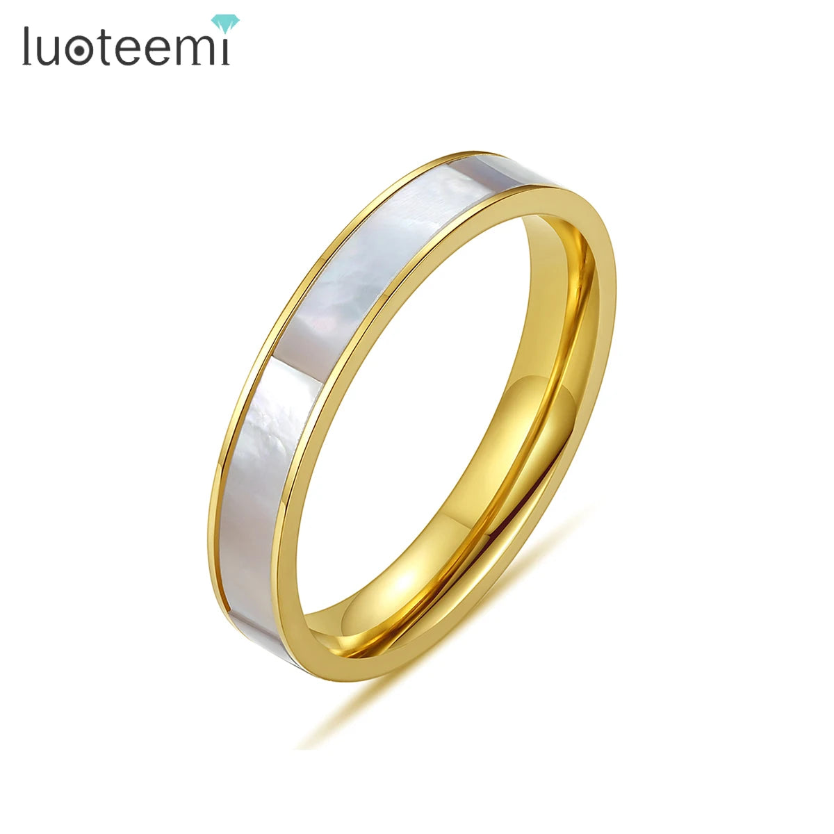 SP-LAM Hot Selling Rings Women Vacuum Gold Plated Stainless Steel Band Girls Finger Fashion Ring