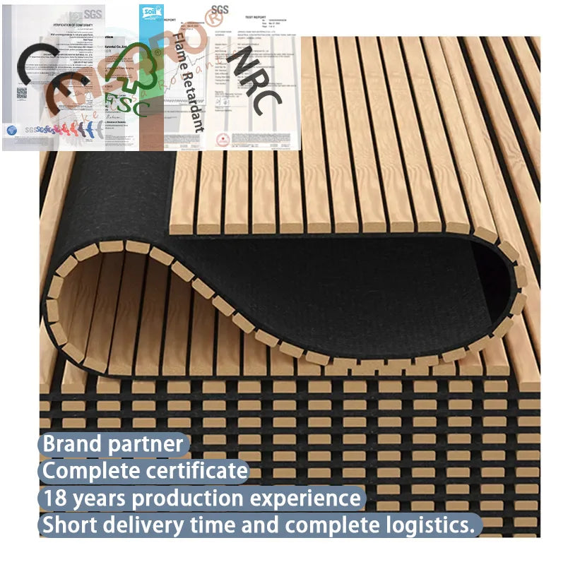 KASARO High Density 3d Wall Decorative Natural Wood Fireproof Flexible Wood Acoustic Panels for Living Room