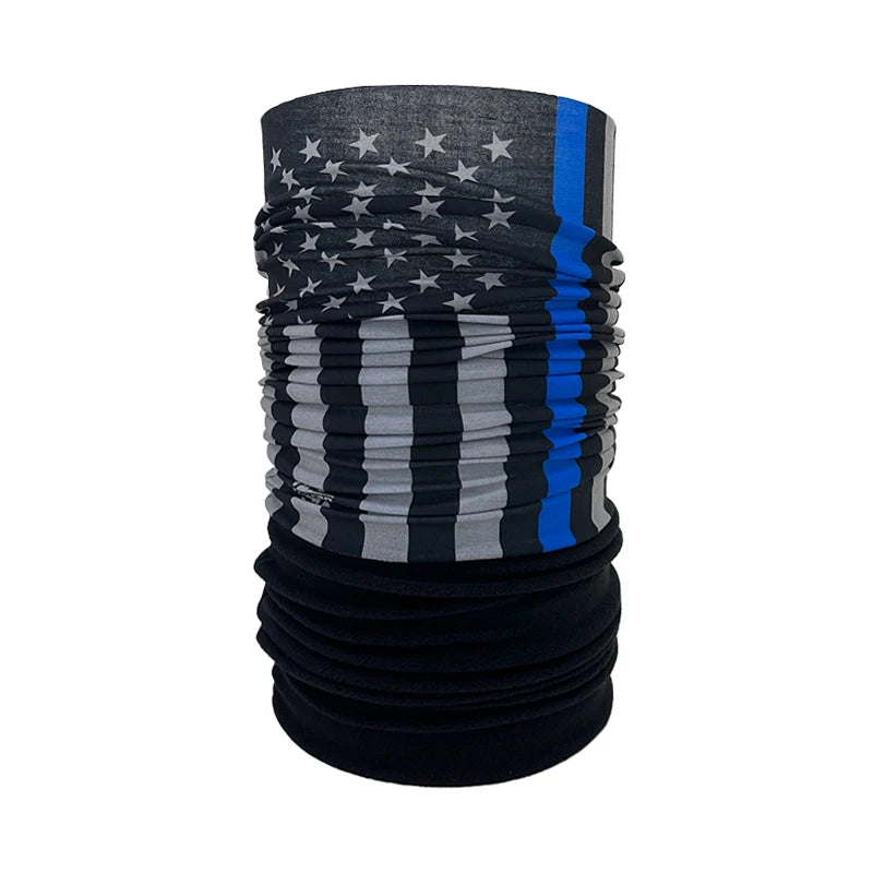 USA Flag Autumn/Winter Polyester Fleece Neck Warmer Printed Long-sleeved Neck Gaiter