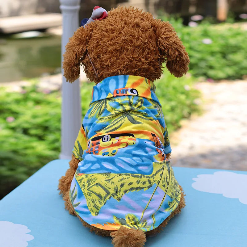Private Label Custom Logo Summer Hawaiian Style Soft Breathable Luxury Pet Shirt Dog Clothes for Small Medium Dogs Cats