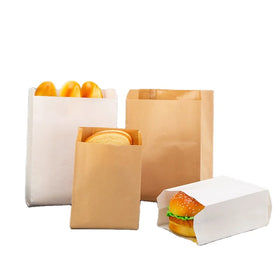 Wholesale Food Grade Take Away Food Paper Bags Oil Proof Fried Snacks Packaging Bags Laminated Bread Bags