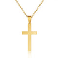 Men's Trendy Titanium Steel Jesus Silver Cross Pendant Necklace Non Tarnish with Lovely Gold Plating for Anniversary