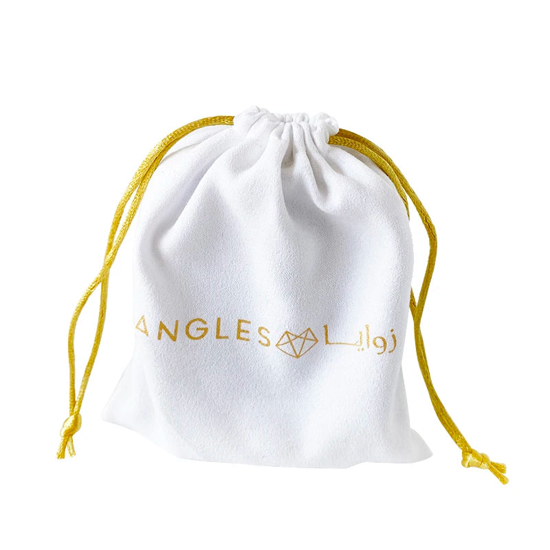 Custom Logo Recyclable 13x15cm White Velvet Suede Drawstring Jewelry Pouch for Craft & Candle Use