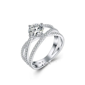 Women Mirco Pave Bling Moissanite Zircon Diamond Ring Wedding Engagement Ring Jewelry Morganite Zircon Layers Ring