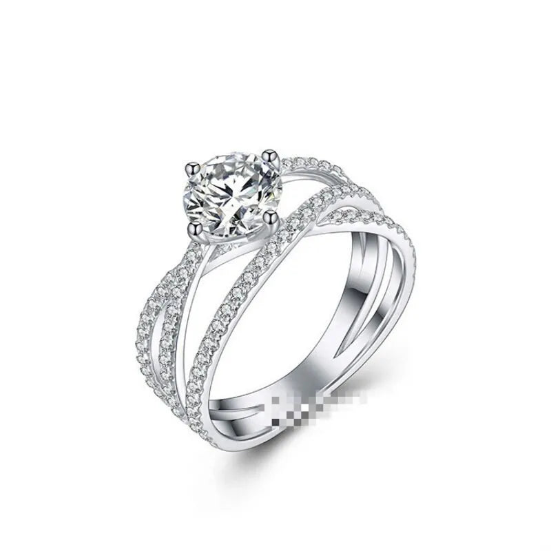 Women Mirco Pave Bling Moissanite Zircon Diamond Ring Wedding Engagement Ring Jewelry Morganite Zircon Layers Ring