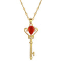 Titanium Steel Full Diamond Crown Key Pendant Necklace Charm Choker Chain for Women Wedding Engagement Stainless Steel Jewelry