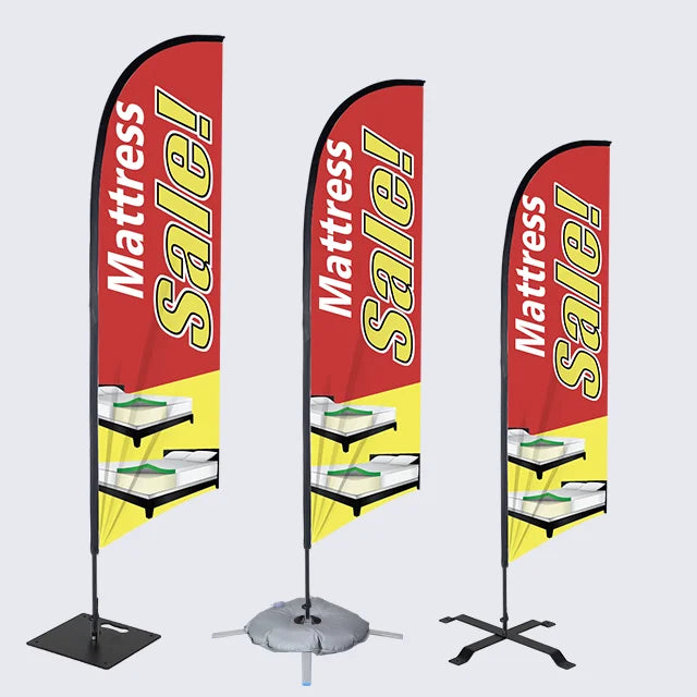 Custom Beach Advertising Feather Flag Teardrop Business Flag Banner UV Printed Polyester